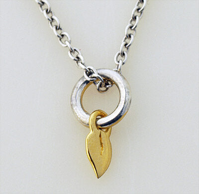 Sterling Silver with 18k Gold Plate Leaf Charm Necklace