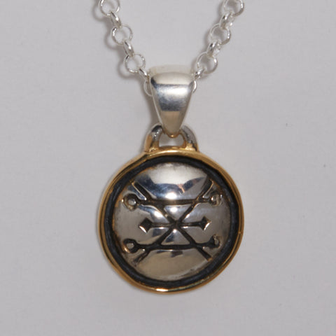 Sterling Silver Venus Symbol with 18k Gold Plate accent Necklace