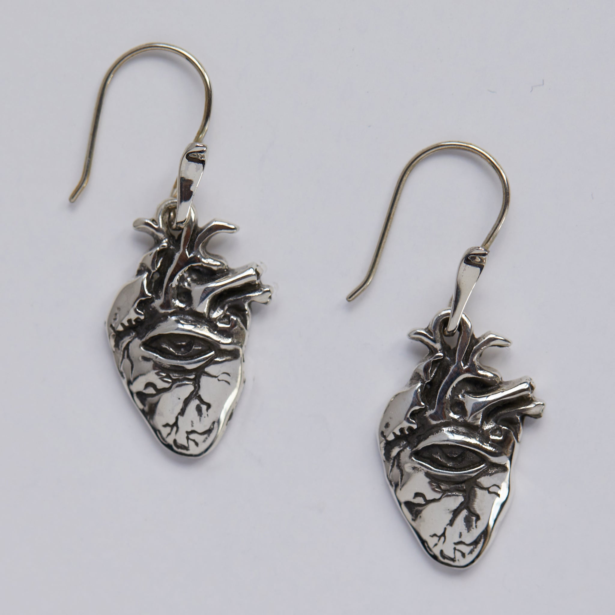 Sterling Silver Anatomical Heart Earring